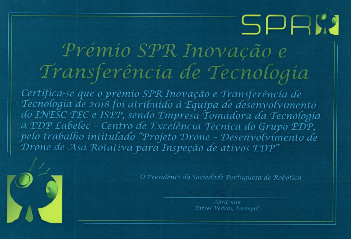 INESC TEC team wins award of the Portuguese Robotics Society